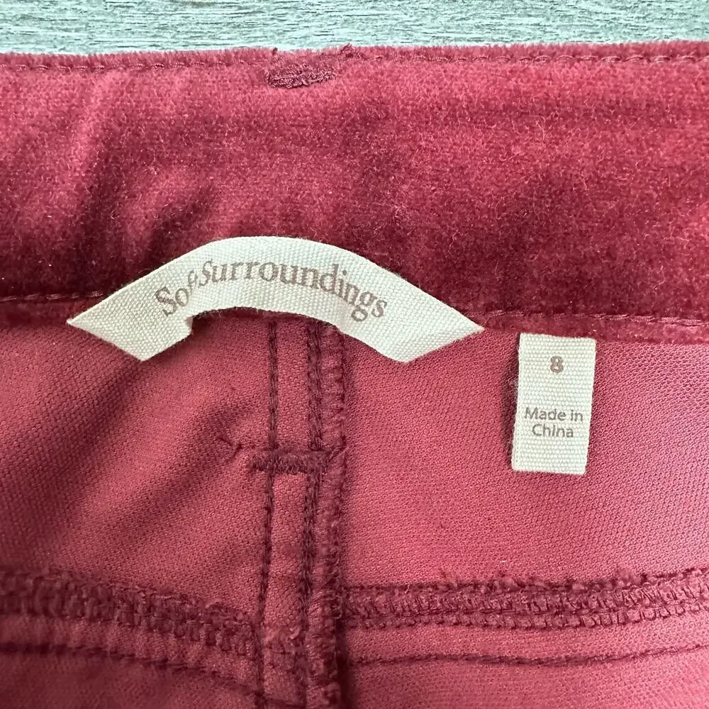 Soft Surroundings Blakely Velveteen Pants Red Size 8 Holiday Party